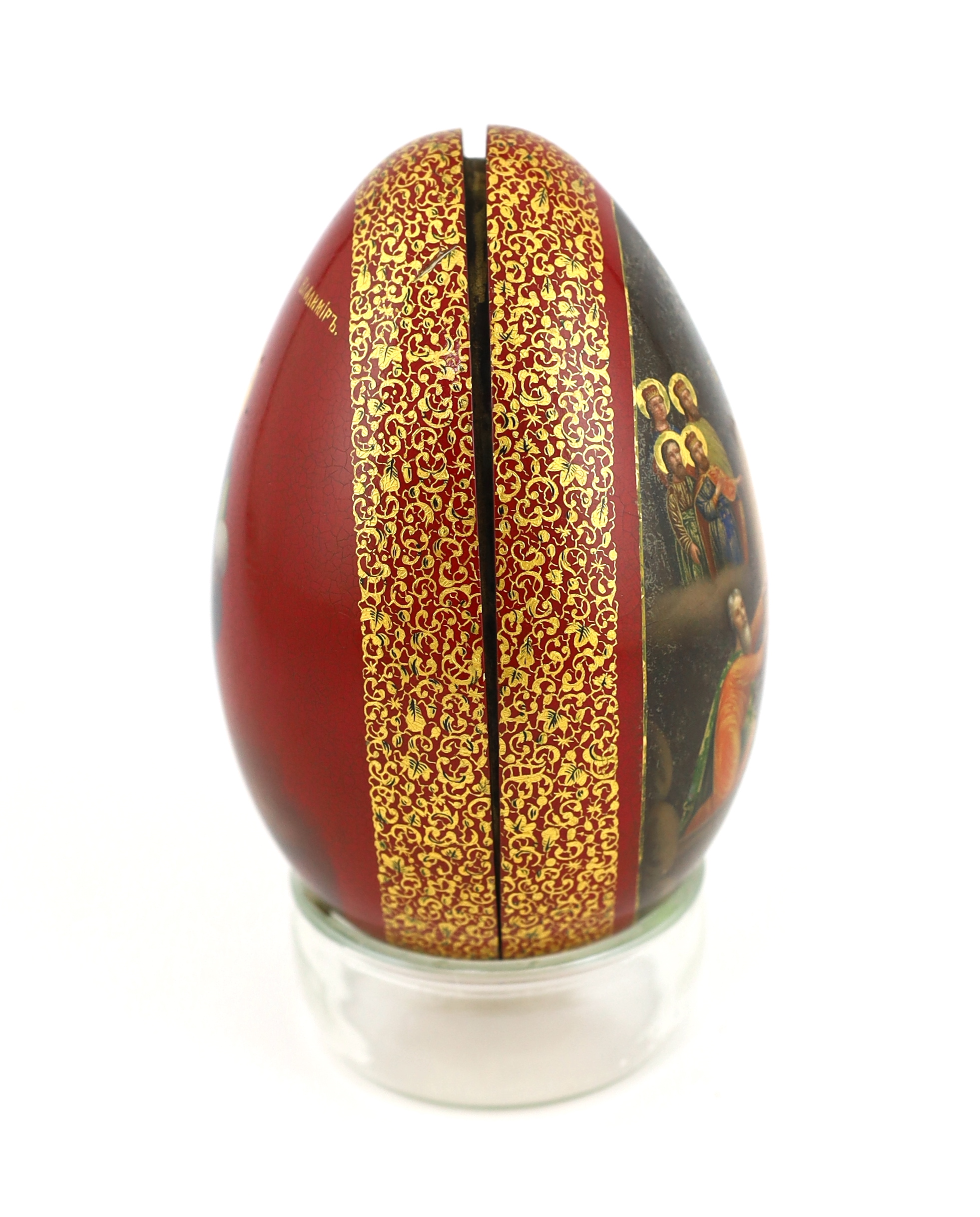 A Russian lacquer ‘Old Believers’ Easter egg, c.1860-80